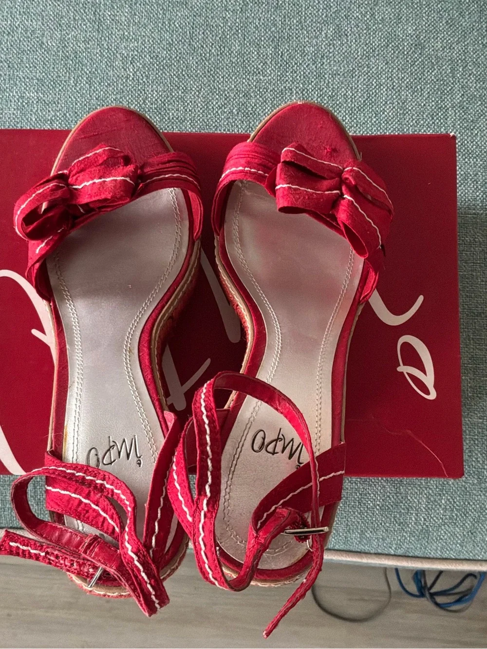 Impo Red Bow Wedge Sandals size 10 M